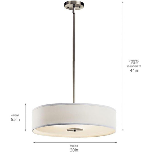 Kichler 42121OZ Semi Flush Drum Pendant Lighting, Bronze 3 -100 Watts Light (20" W x 12" H)