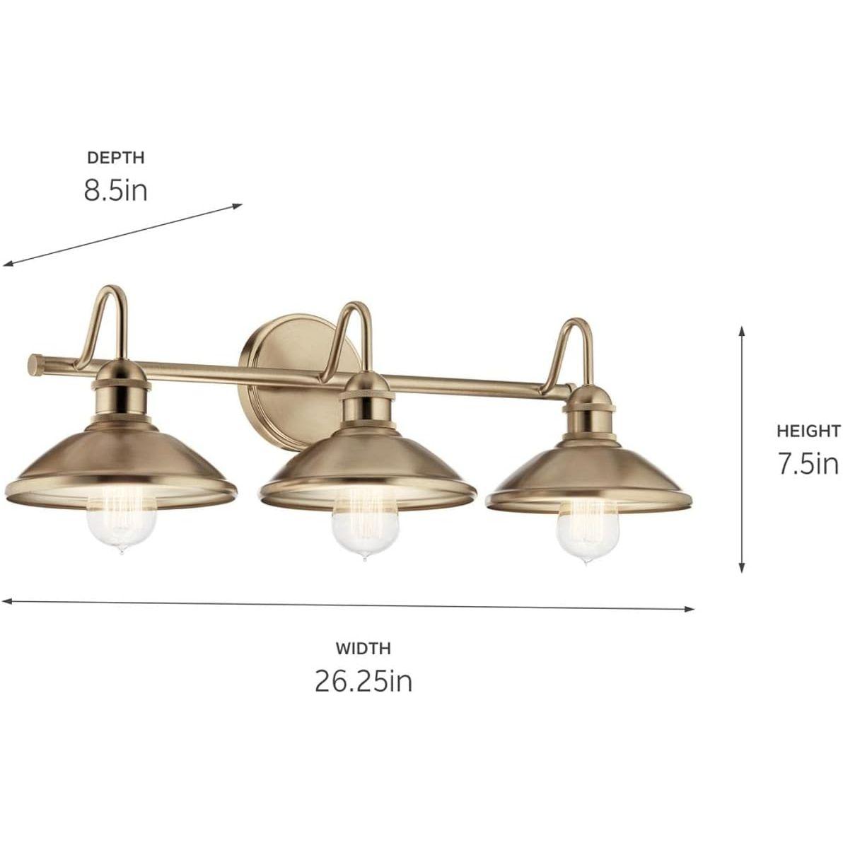 Kichler, Clyde 26.5 inch 3 Light Vanity Light in Champagne Bronze, 45945CPZ. Brand New. Open Box.