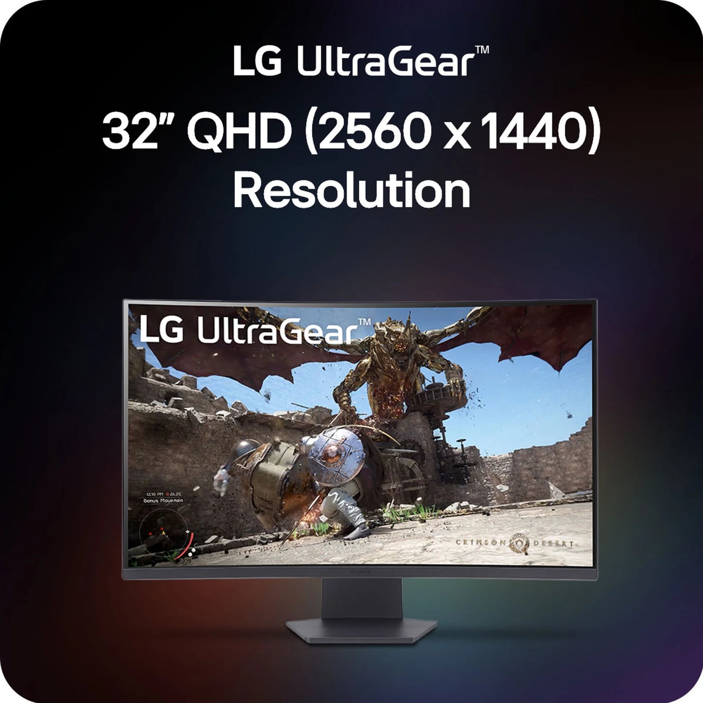 LG 32" UltraGear QHD AMD FreeSync Curved Gaming Monitor 180Hz 1ms Black 32G60WA-B