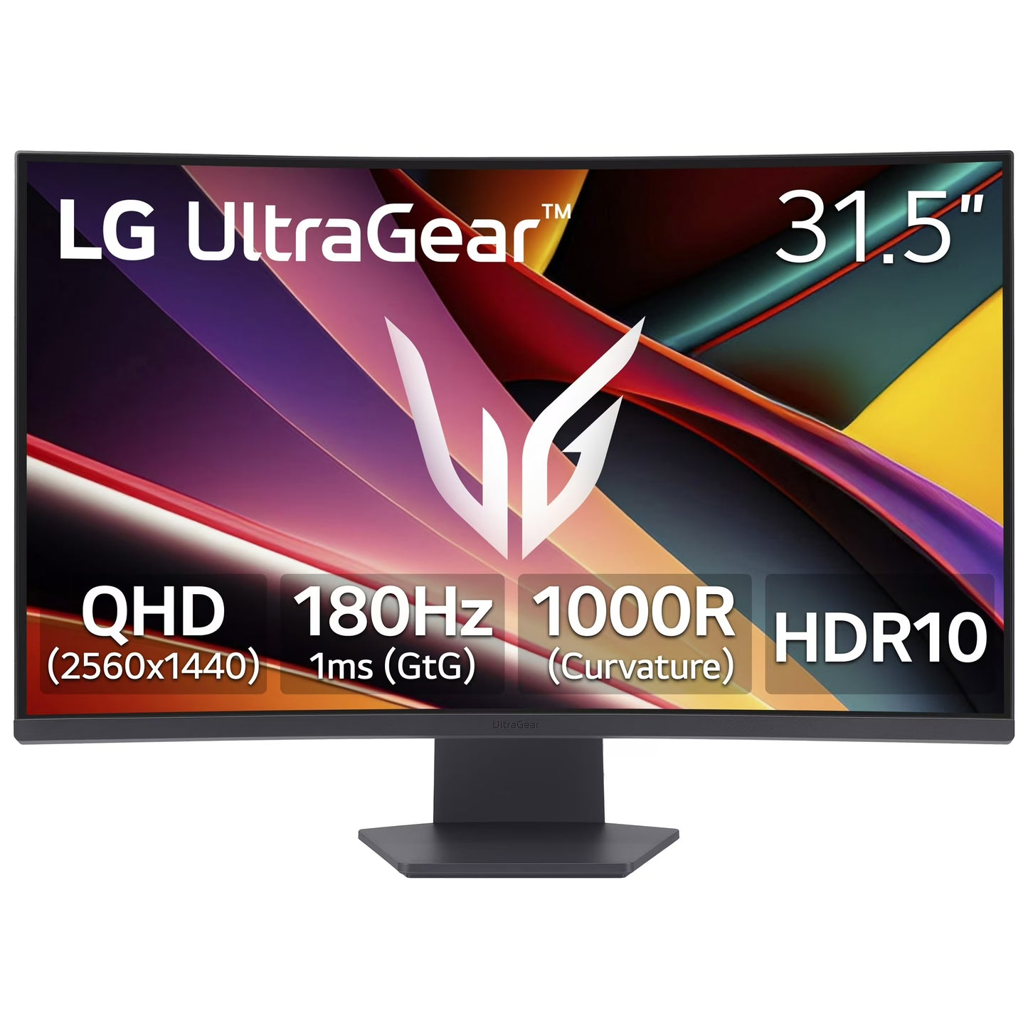LG 32" UltraGear QHD AMD FreeSync Curved Gaming Monitor 180Hz 1ms Black 32G60WA-B