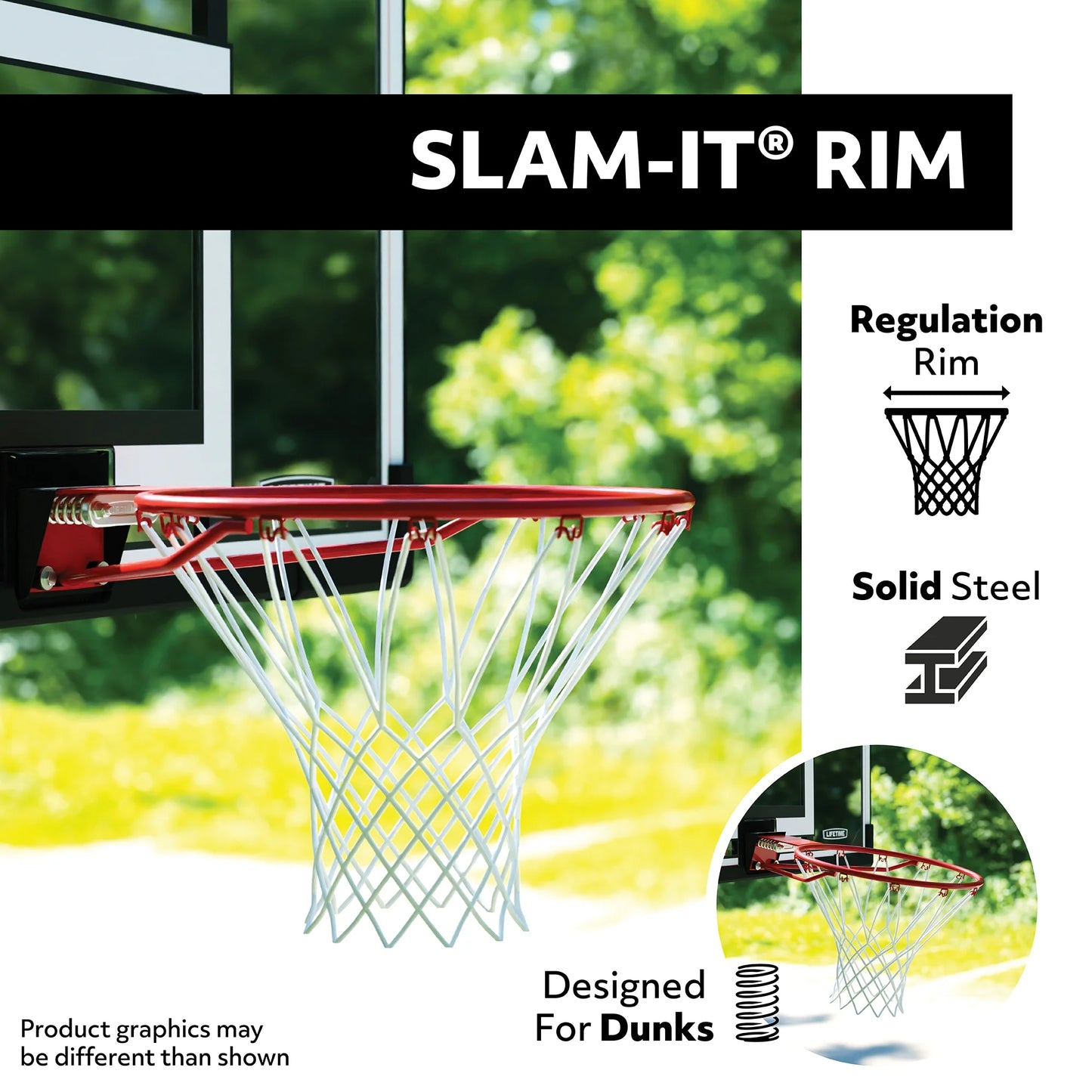 Lifetime 48-Inch Shatterproof Portable Basketball Hoop with Strong Arm Adjustment & Slam-It Rim - Model 90491-Outdoor Play