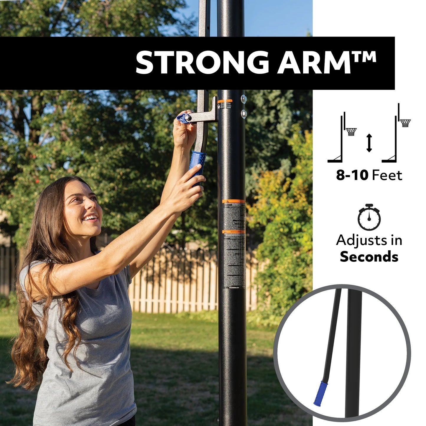 Lifetime 48-Inch Shatterproof Portable Basketball Hoop with Strong Arm Adjustment & Slam-It Rim - Model 90491-Outdoor Play