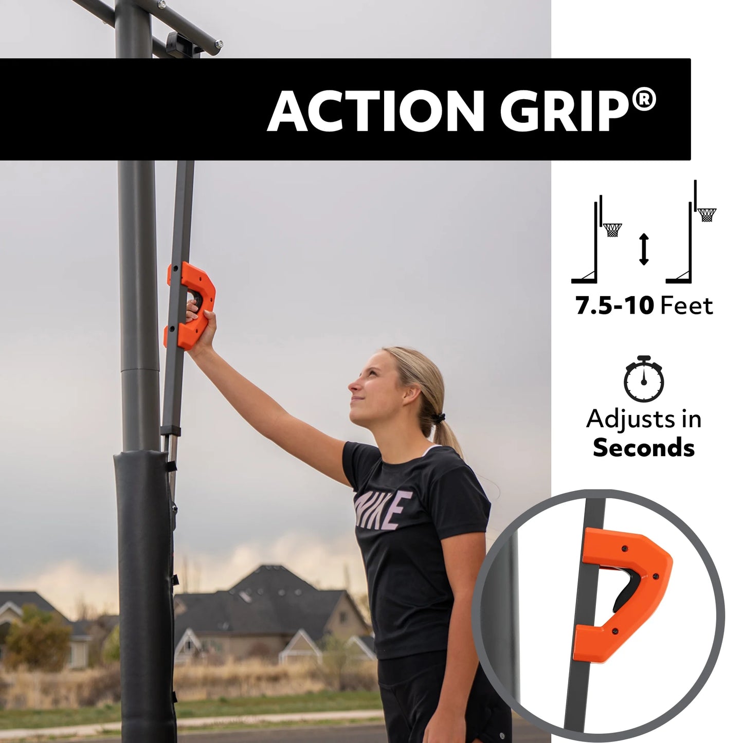 Lifetime 50-Inch Shatterproof Inground Basketball Hoop with Action Grip Adjustment & Slam-It Rim