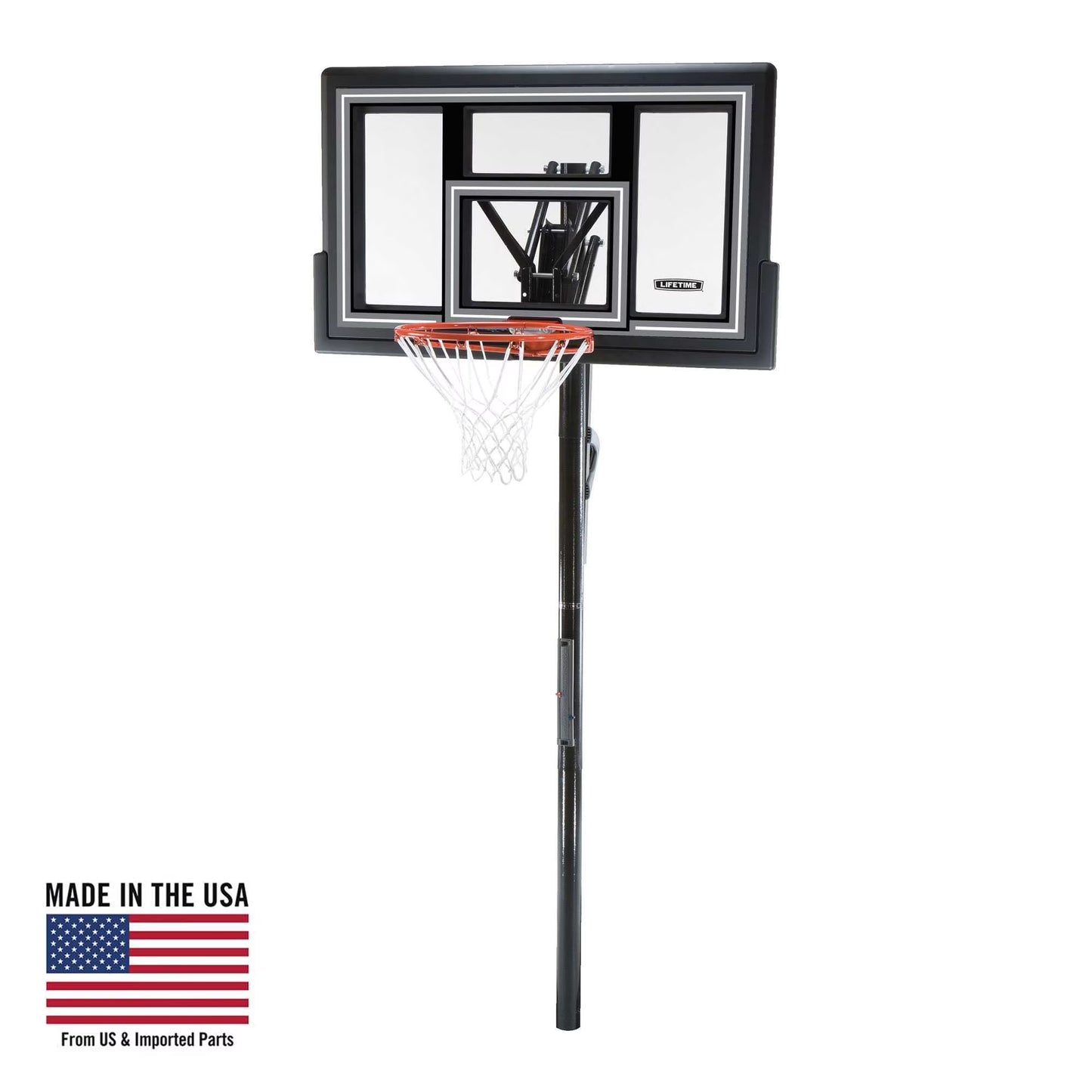 Lifetime 50-Inch Shatterproof Inground Basketball Hoop with Action Grip Adjustment & Slam-It Rim
