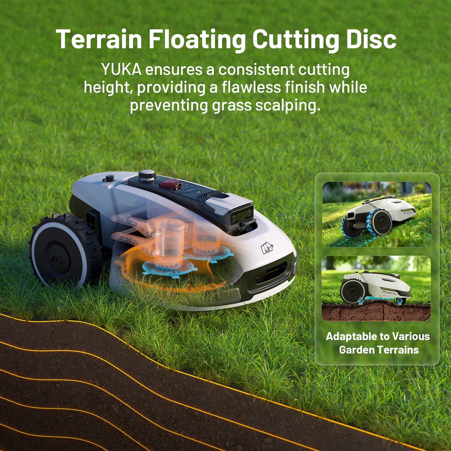 Mammotion YUKA 2000 Robot Lawn Mower,Reception Dual Cutting Discs,with 4G