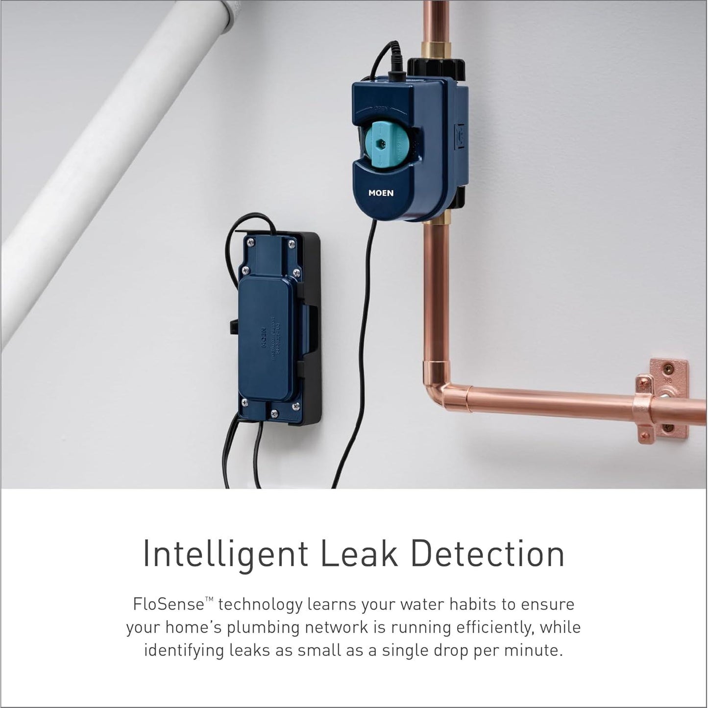 Moen 900-001 Flo Smart Water Monitor and Automatic Shutoff Sensor, Wi-Fi Water Leak Detector for 3/4-Inch Diameter Pipeз