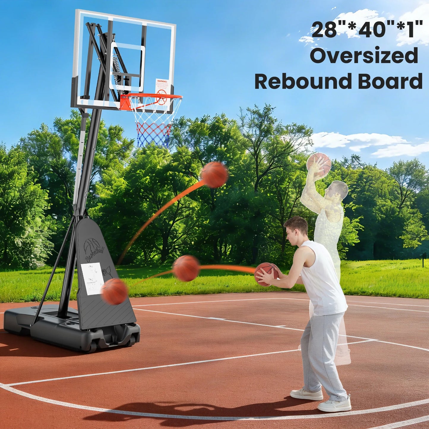 Naipo Basketball Hoop 54” Height Adjustable 8ft-10ft with Wheels