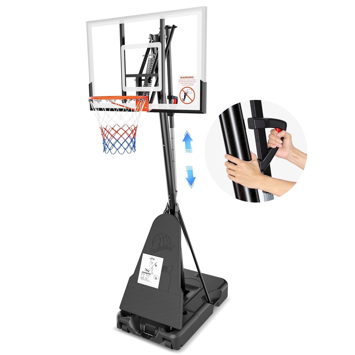 Naipo Basketball Hoop 54” Height Adjustable 8ft-10ft with Wheels