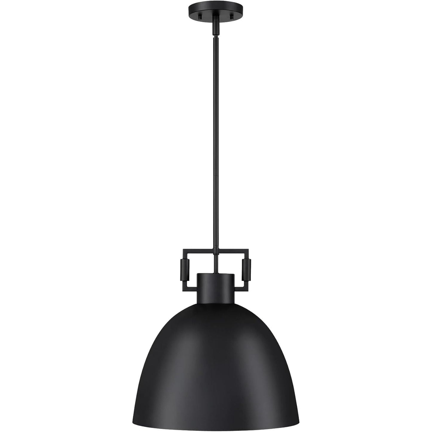 Nathan James Leigh Pendant Lighting, Hanging Ceiling Light with Oversized Metal Shade and Adjustable Cord, for Kitchen Island or Entryway, Matte Black