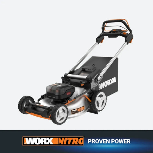 Worx 40V Cordless Self-Propelled Lawn Mower, Powerful Battery Lawn Mower with Brushless Motor, 3-in-1 Cordless Lawn Mower WG753 Power Share - 2 Batteries and Charger Included. Used. Good condition