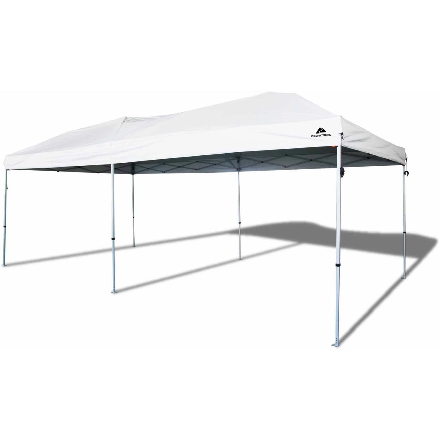 Ozark Trail Pop-up Canopy Tent with Wheeled Bag, White, 20x10 ft Straight Leg