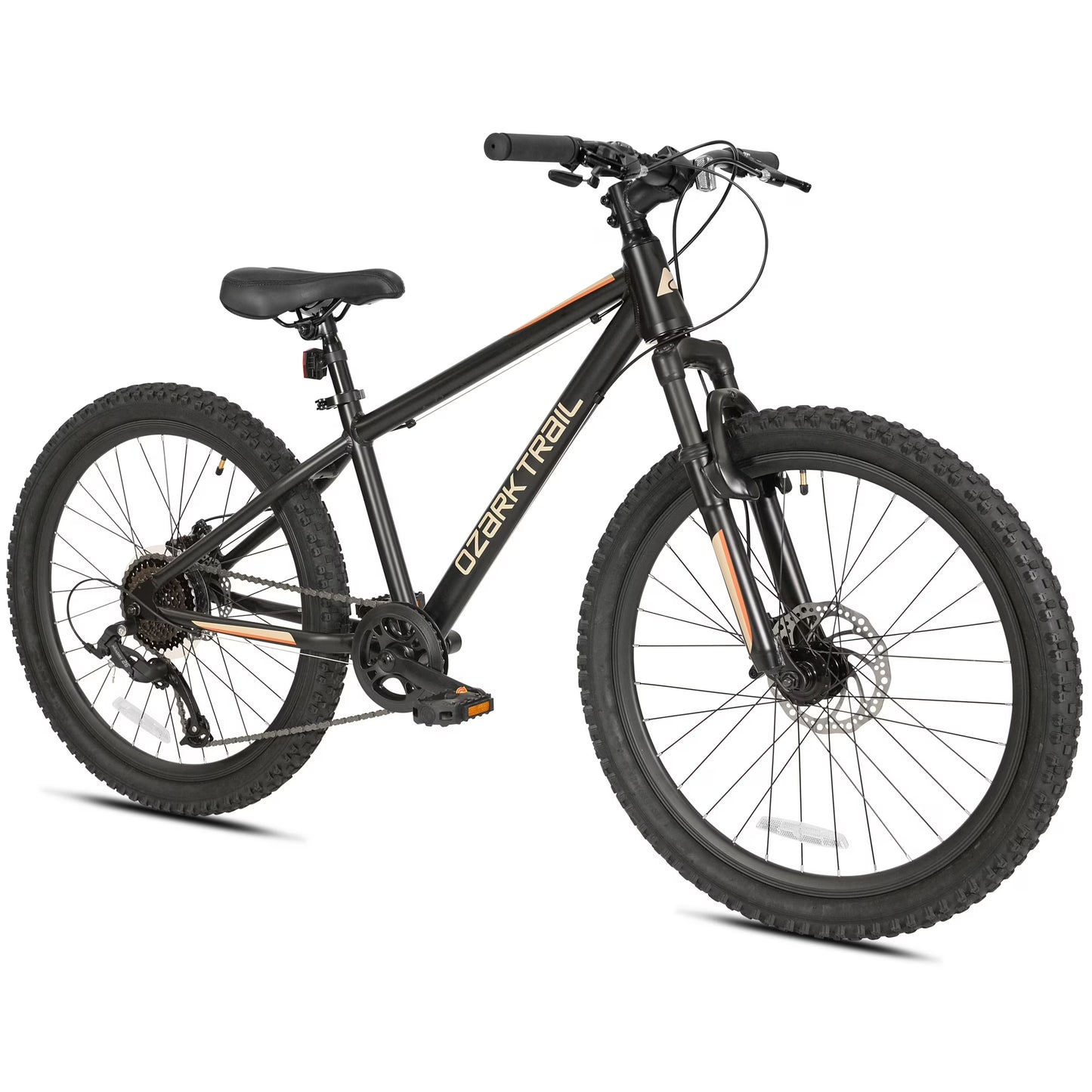 Ozark Trail 24" M.1 Vibe Mountain Bicycle, 8 Speed, Black, Fits Riders 4'6" - 5'6", Teen, Unisex
