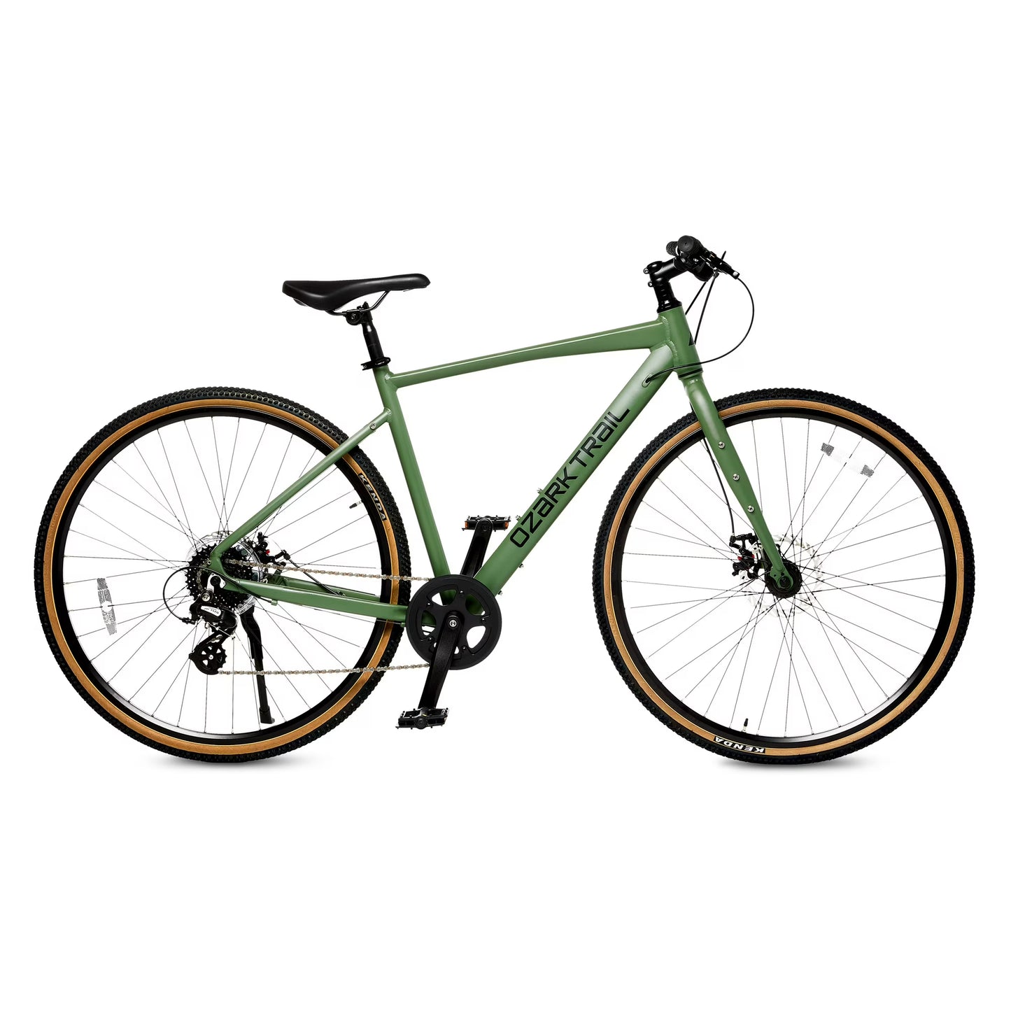 Ozark Trail 700C G.1 Explorer Flat Bar Gravel Bike, Large Frame, Green, Adult, Unisex