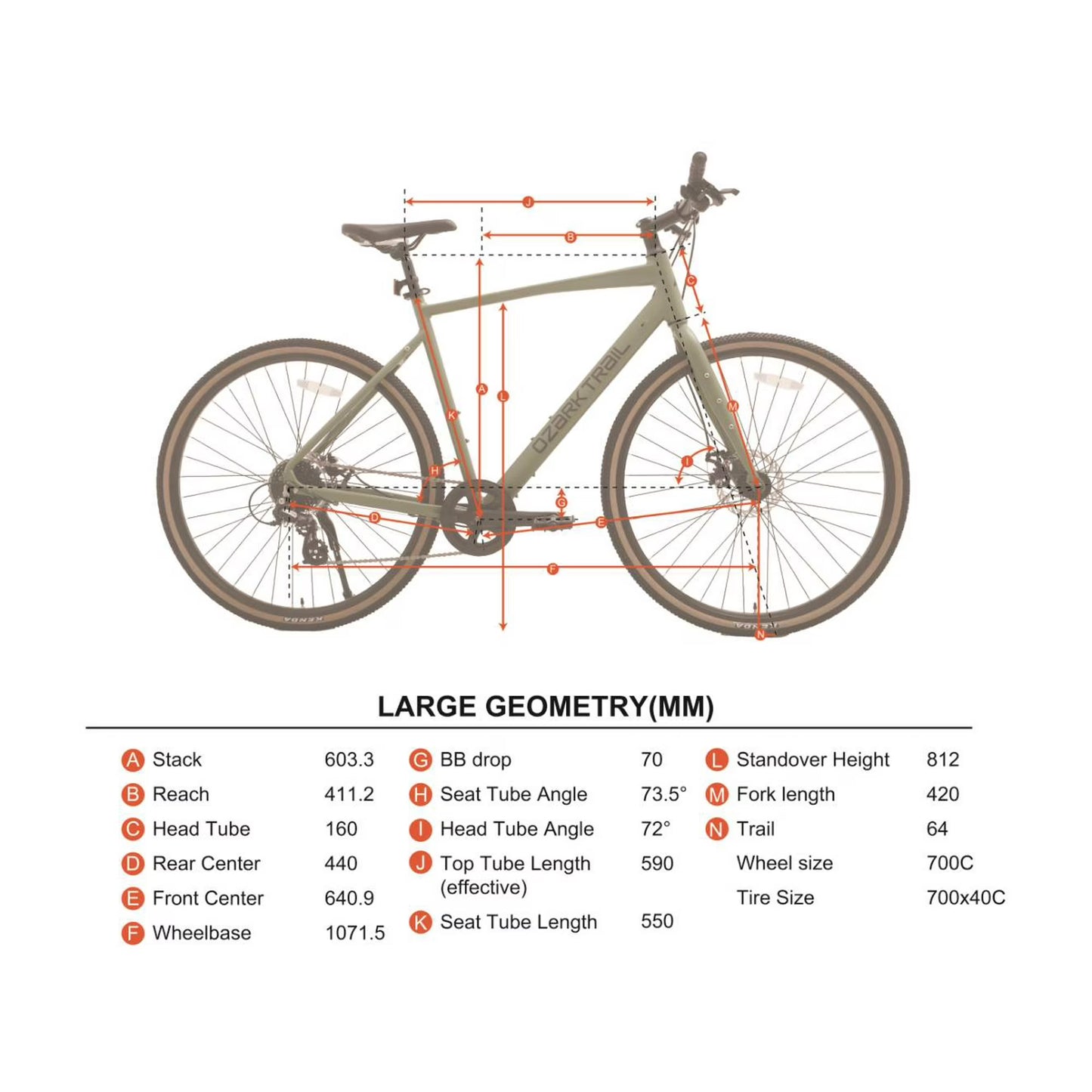 Ozark Trail 700C G.1 Explorer Flat Bar Gravel Bike, Large Frame, Green, Adult, Unisex