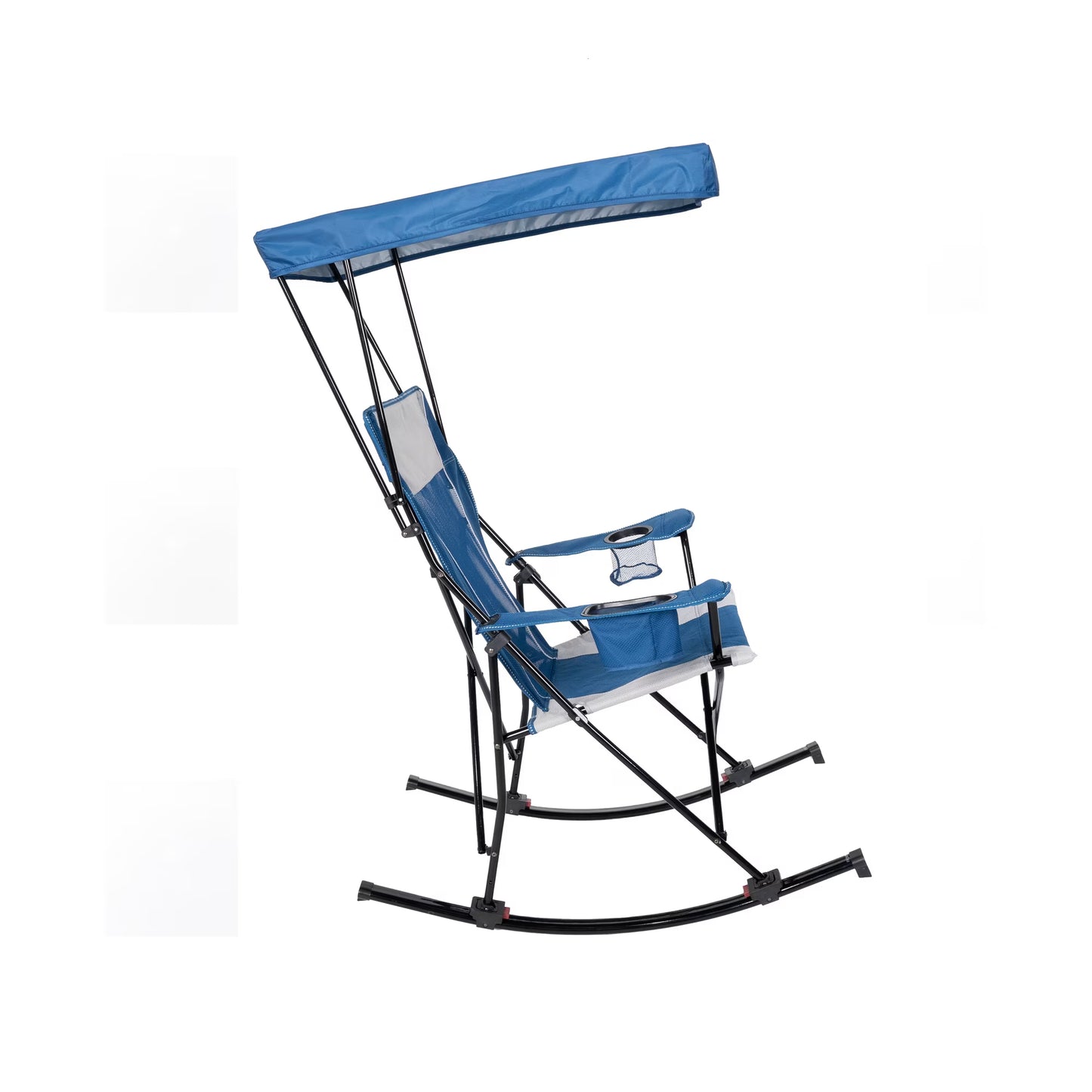 Ozark Trail Mesh Tension Rocking Camp Pair of Chairs with Canopy Blue and Grey Detachable Rockers Adult