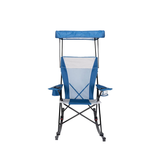 Ozark Trail Mesh Tension Rocking Camp Pair of Chairs with Canopy Blue and Grey Detachable Rockers Adult