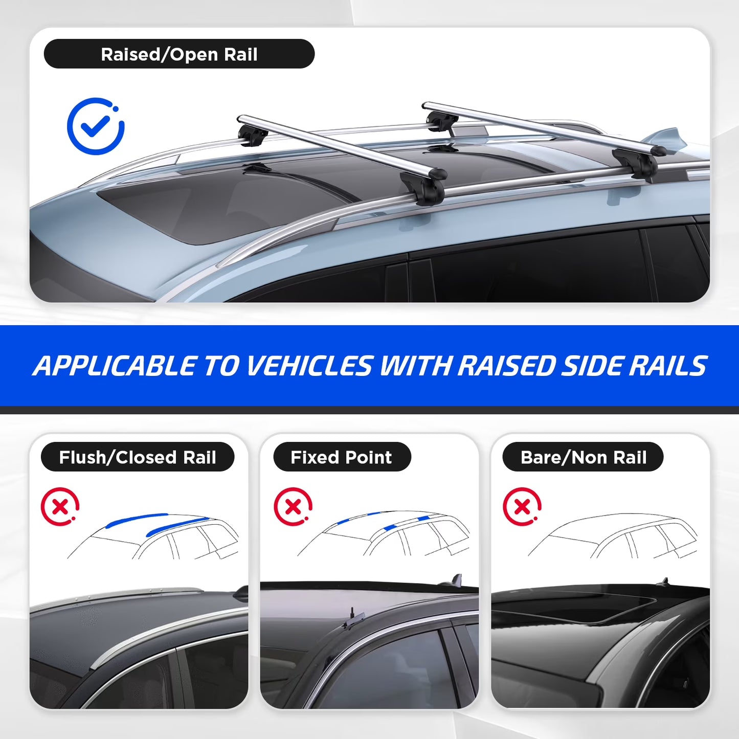 Ozark Trail Sliver Aluminum Universal Roof Rails, Adjustable with Locks,Fit for Raised Roof Crossbars (3.6) | 27 ratings