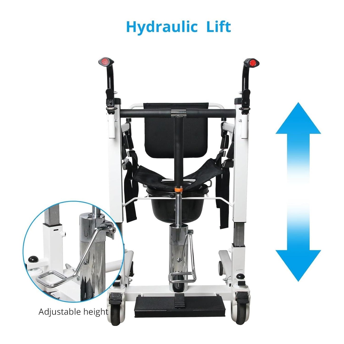 Patient Lift Transfer Chair,KIMORE Hoyer Lifts for Home Use,Hydraulic Patient Lift Transfer Chair, Bathroom Wheelchair with 180° Split Seat and Potty, Portable Elderly Lift aid Bedside Commode Chair