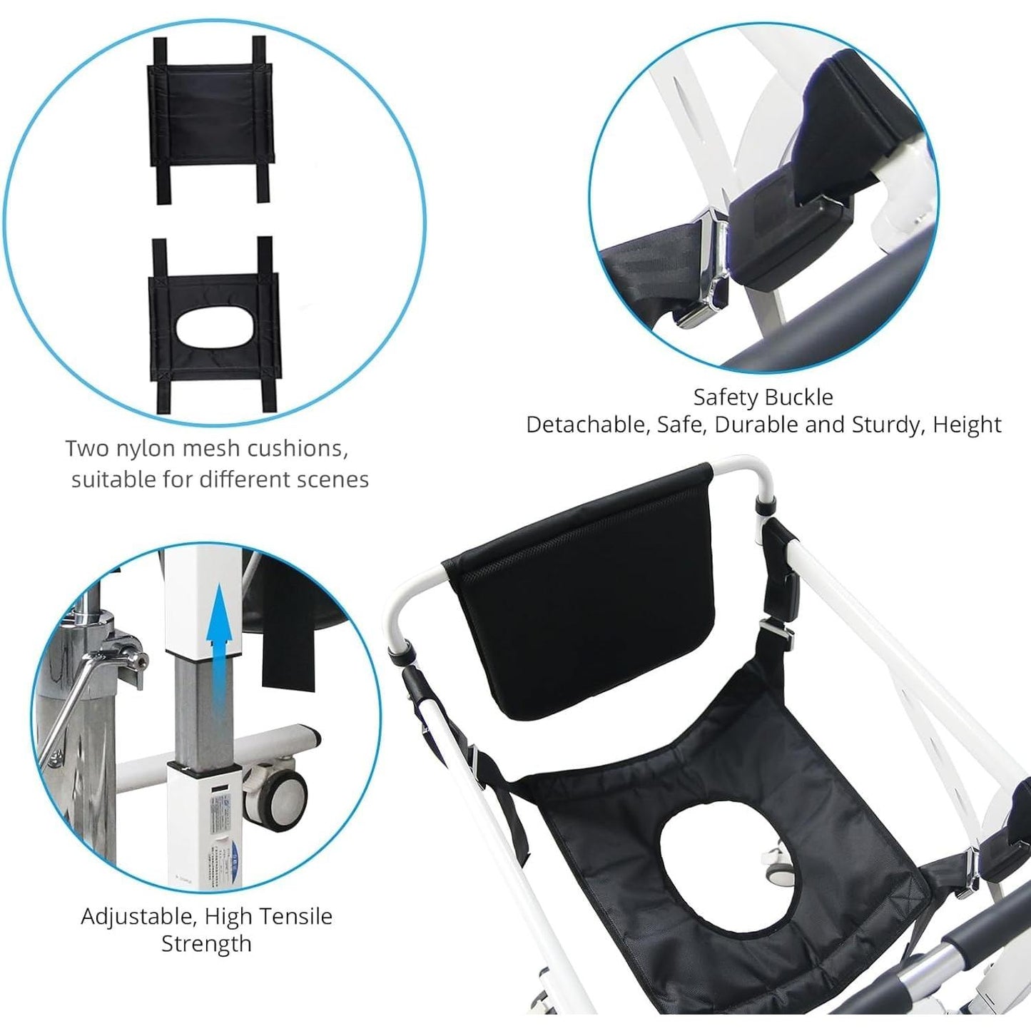 Patient Lift Transfer Chair,KIMORE Hoyer Lifts for Home Use,Hydraulic Patient Lift Transfer Chair, Bathroom Wheelchair with 180° Split Seat and Potty, Portable Elderly Lift aid Bedside Commode Chair