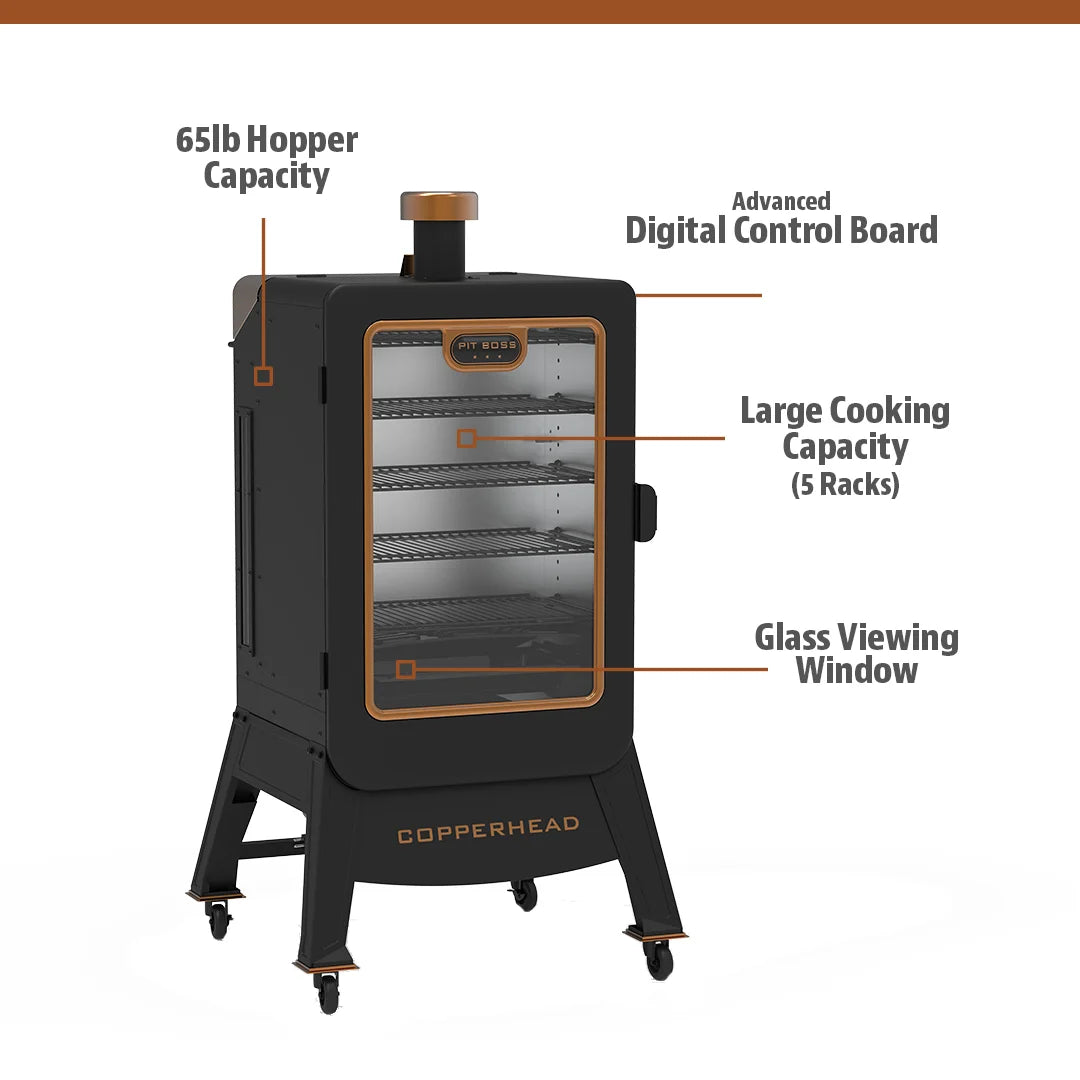 Pit Boss Copperhead 1300 Sq in Vertical Wood Pellet Smoker - Onyx Edition
