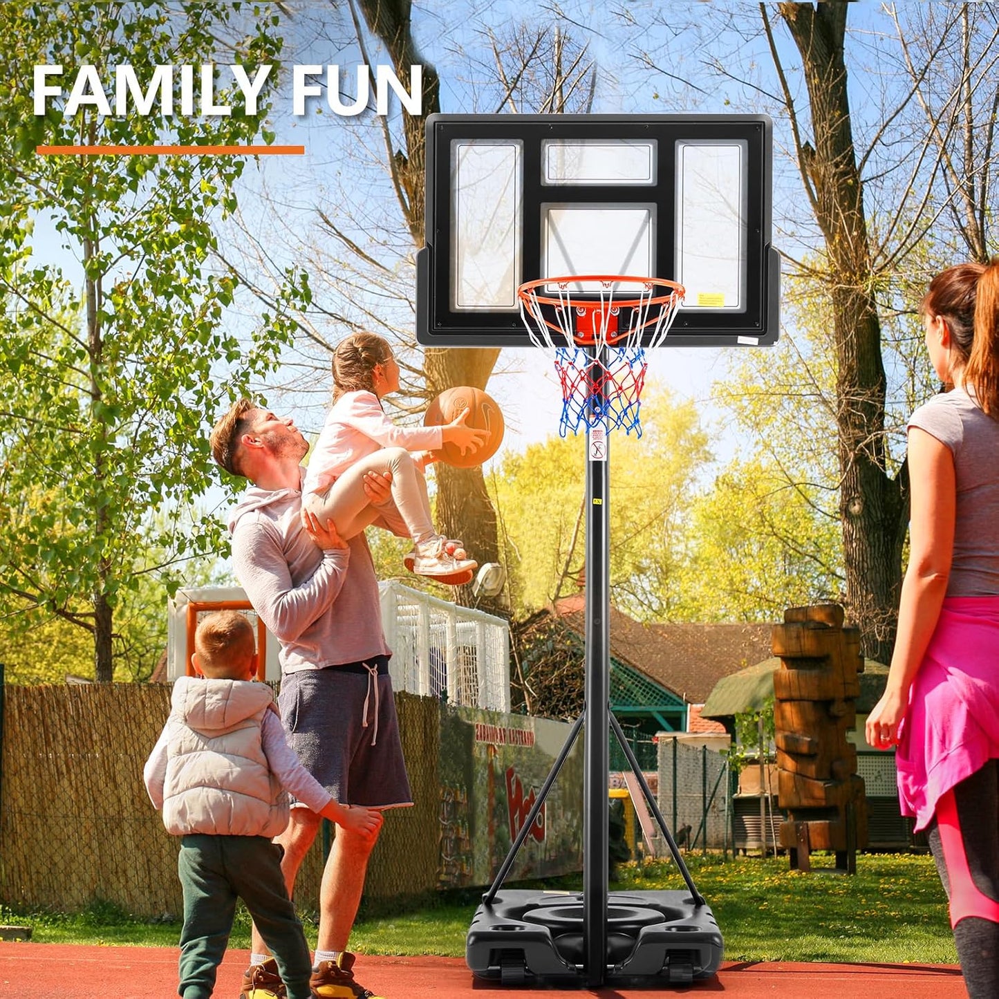 Portable Basketball Hoop Outdoor 6.1-10FT Adjustable Height,