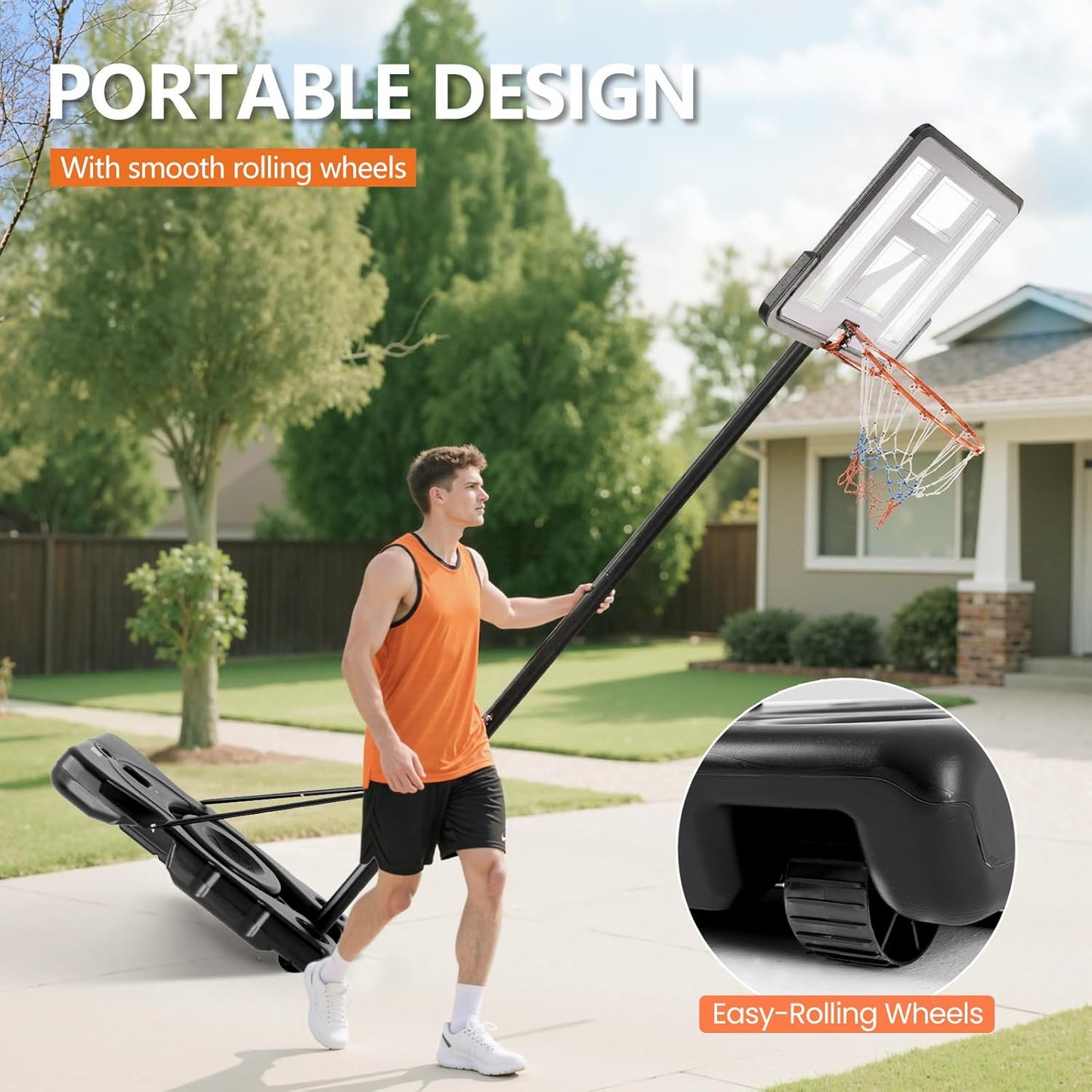 Portable Basketball Hoop Outdoor 6.1-10FT Adjustable Height,