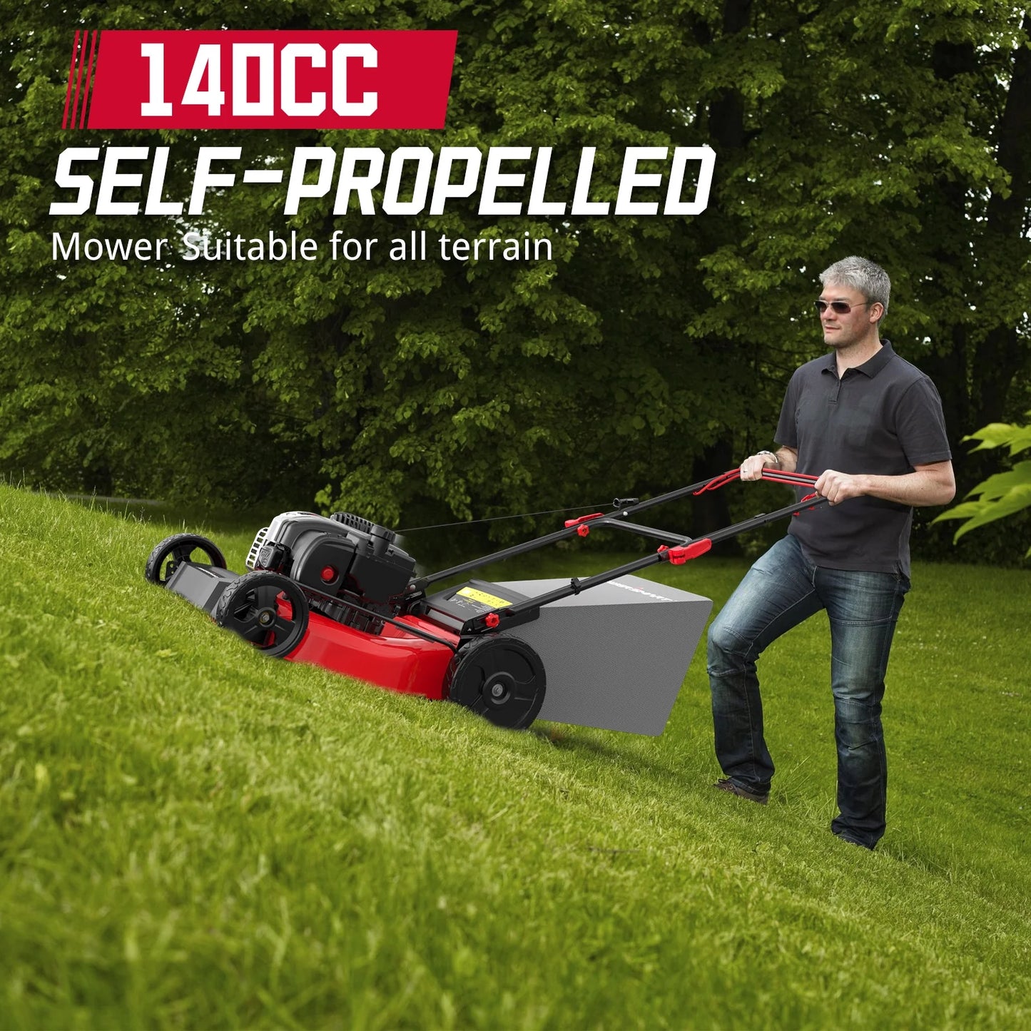 PowerSmart 140cc 4-stroke Briggs & Stratton Engine 21" Self-Propelled Gas Powered Lawn Mower