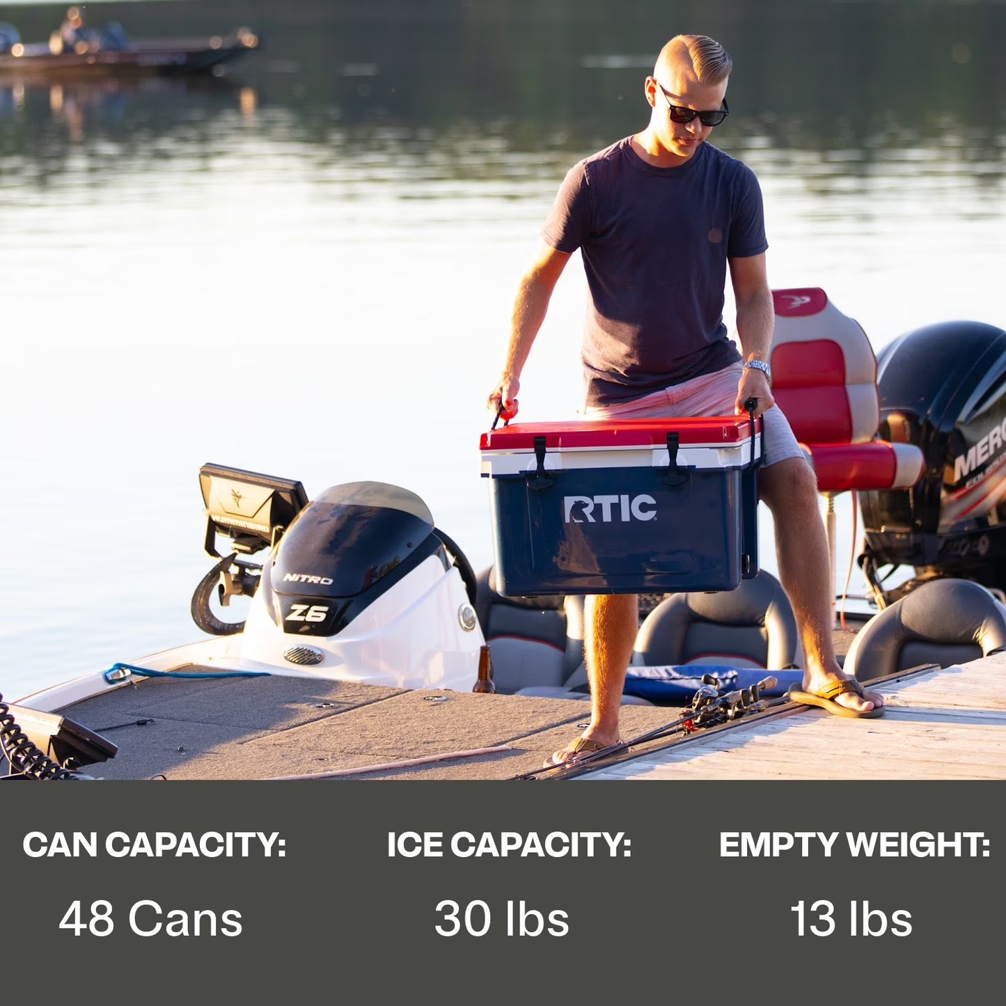 RTIC Ultra-Light 32 Qt Hard-Sided Ice Chest Cooler, Fits 48 Cans, Grey