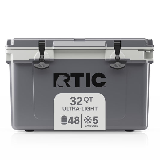 RTIC Ultra-Light 32 Qt Hard-Sided Ice Chest Cooler, Fits 48 Cans, Grey