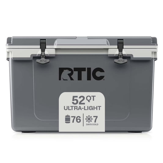 RTIC Ultra-Light 52 Qt Hard-Sided Ice Chest Cooler, Fits 76 Cans, Grey