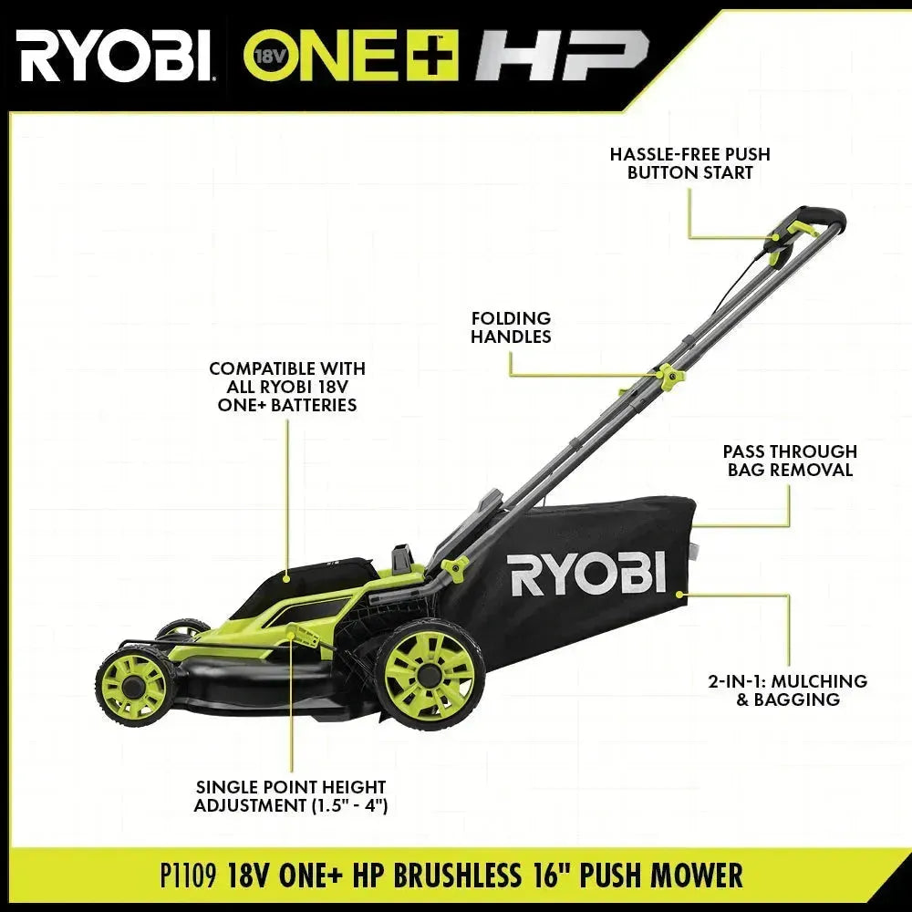 RYOBI 18V ONE+ HP BRUSHLESS 16" PUSH MOWER