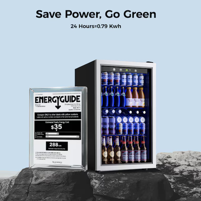 SIMZLIFE 20-in 150-Can Capacity Sliver Freestanding Beverage Refrigerator