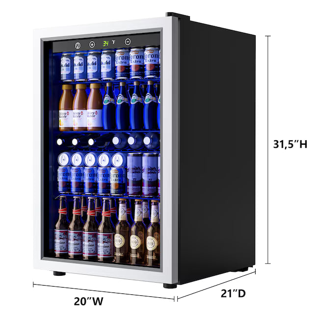 SIMZLIFE 20-in 150-Can Capacity Sliver Freestanding Beverage Refrigerator