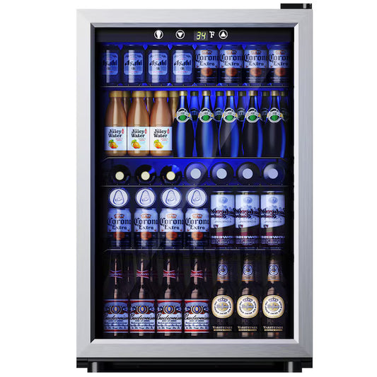 SIMZLIFE 20-in 150-Can Capacity Sliver Freestanding Beverage Refrigerator