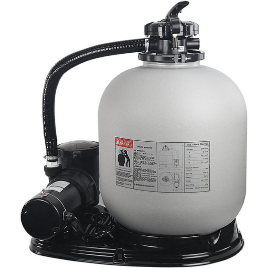 XtremepowerUS 19" inch Sand Filter with 1.5HP Pool Pump 4500GPH Above Ground Swimming Media System, Gray