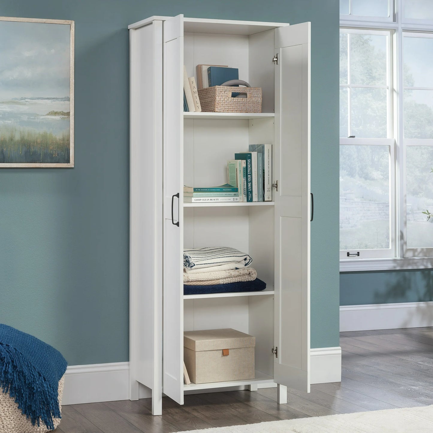 Sauder Two-Door Storage Cabinet White Finish