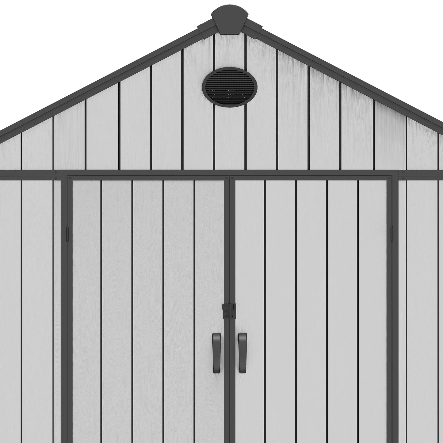 Uforic 8x10 FT Resin Storage Shed with Floor, Lockable Doors, 2 Vents & 2 Windows for Outdoors, Gray