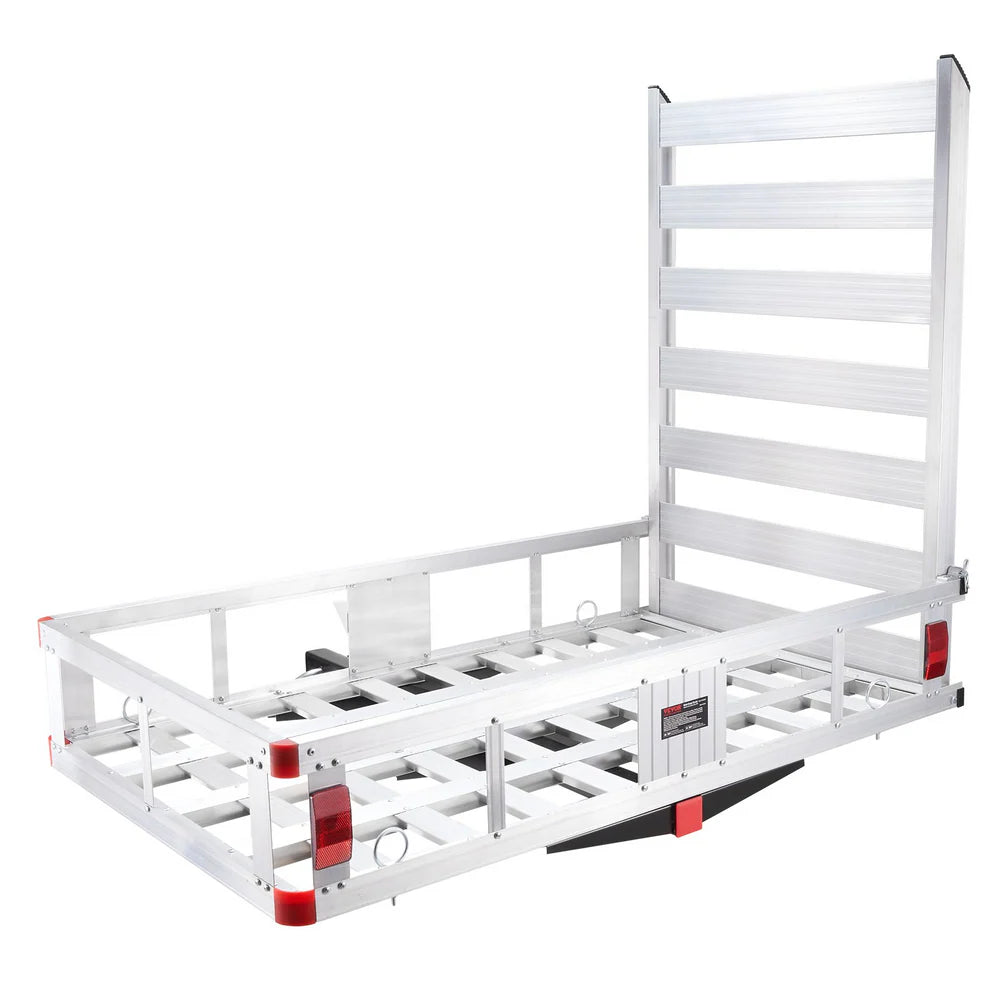 VEVOR 50 x 29.5 x 8.7 inch Hitch Cargo Carrier, 500lbs Capacity Trailer Hitch Mounted Cargo Basket, Aluminum Luggage Carrier Rack with Folding Ramp, Fits 2" Hitch Receiver for SUV Truck Pickup Camping