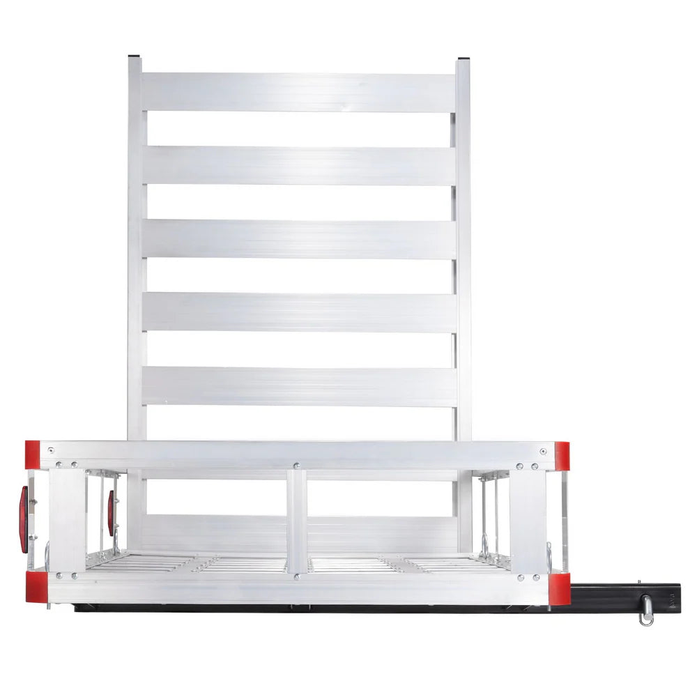 VEVOR 50 x 29.5 x 8.7 inch Hitch Cargo Carrier, 500lbs Capacity Trailer Hitch Mounted Cargo Basket, Aluminum Luggage Carrier Rack with Folding Ramp, Fits 2" Hitch Receiver for SUV Truck Pickup Camping