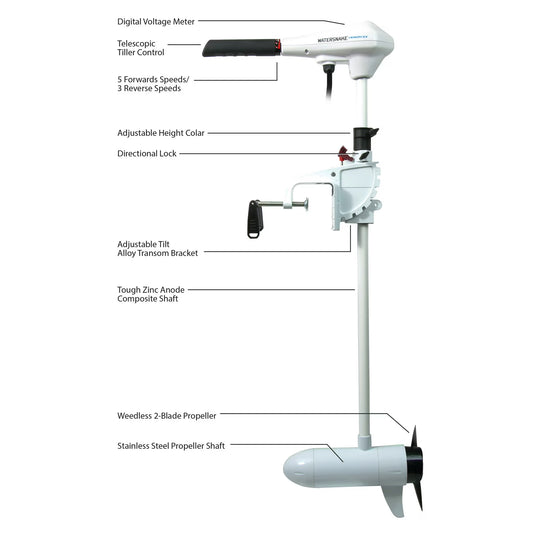 Watersnake Venom 34 lb Thrust Transom Mount Trolling Electric Boat Motor 30in Shaft