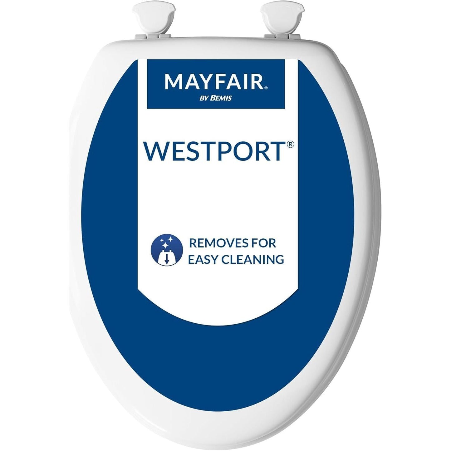 Mayfair Westport 1844EC Wood Toilet Seat with Easy Clean & Change Hinges, Elongated, White