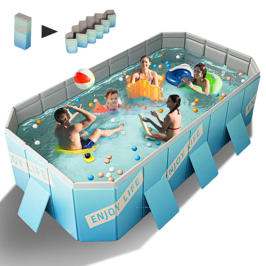 YYW 113"Foldable Swimming Pool, Non-Inflatable Above Ground Swimming Pools for 1-8 People,Green