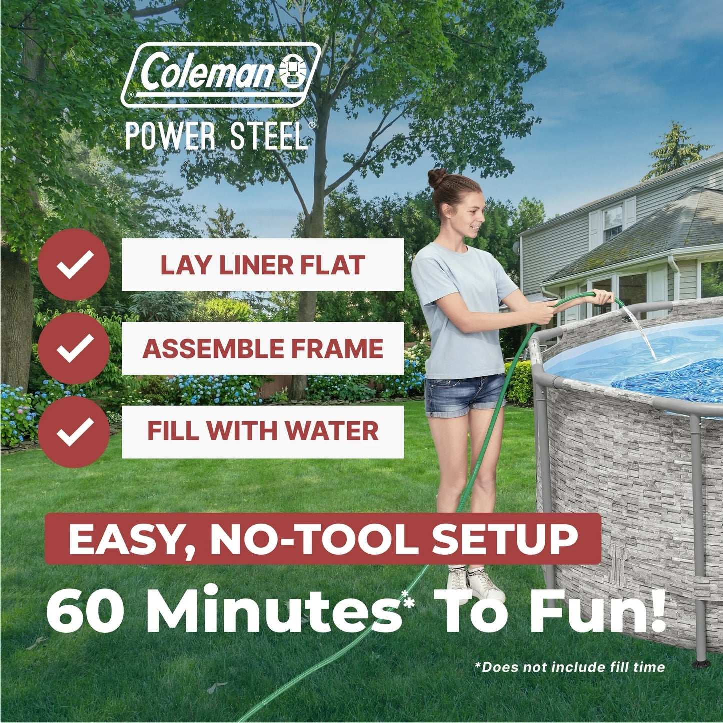 Coleman Power Steel 16 ft. x 10 ft. x 42 in. Oval Metal Frame Above Ground Pool Set