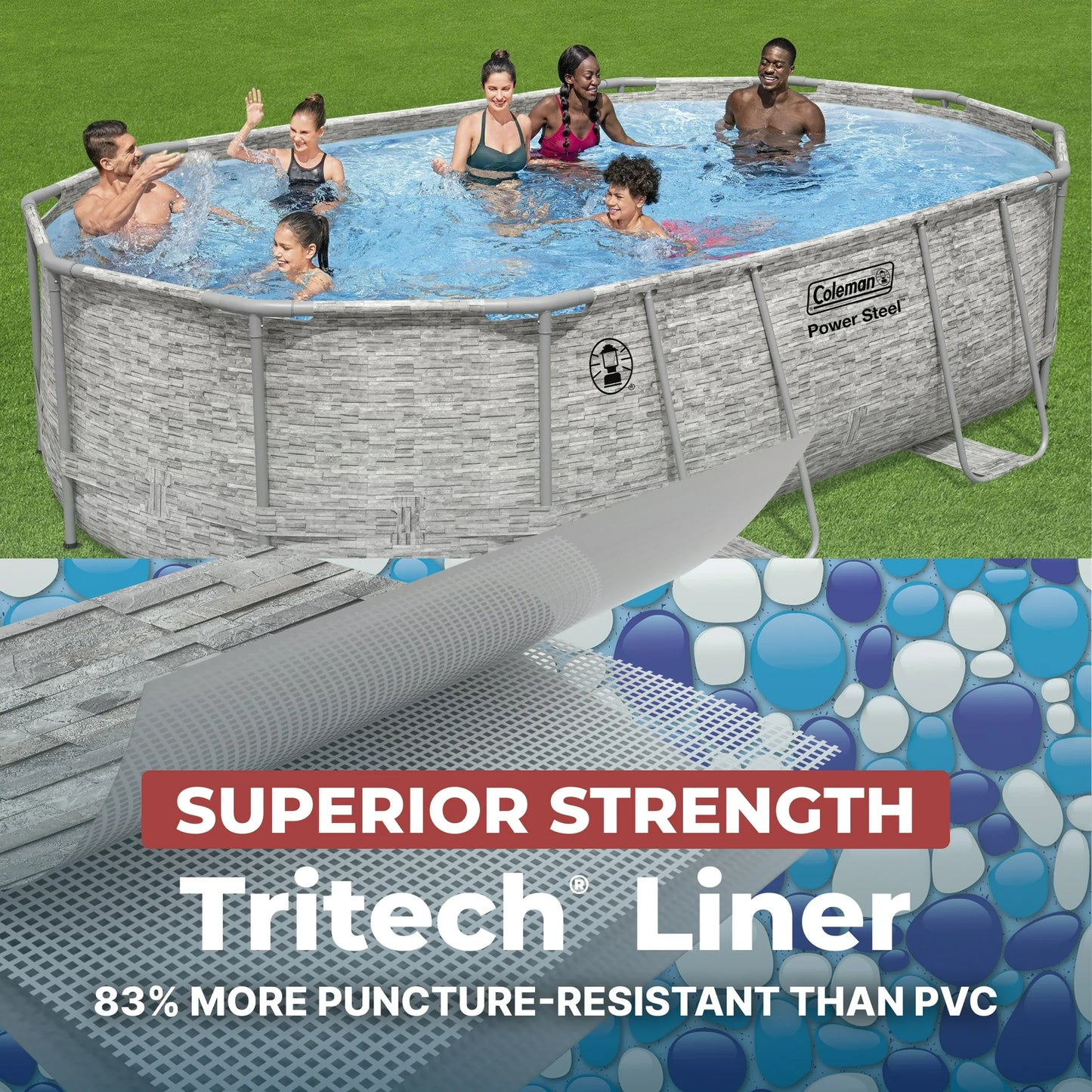 Coleman Power Steel 16 ft. x 10 ft. x 42 in. Oval Metal Frame Above Ground Pool Set
