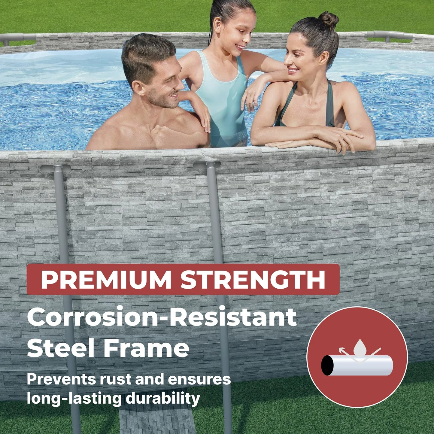 Coleman Power Steel 16 ft. x 10 ft. x 42 in. Oval Metal Frame Above Ground Pool Set