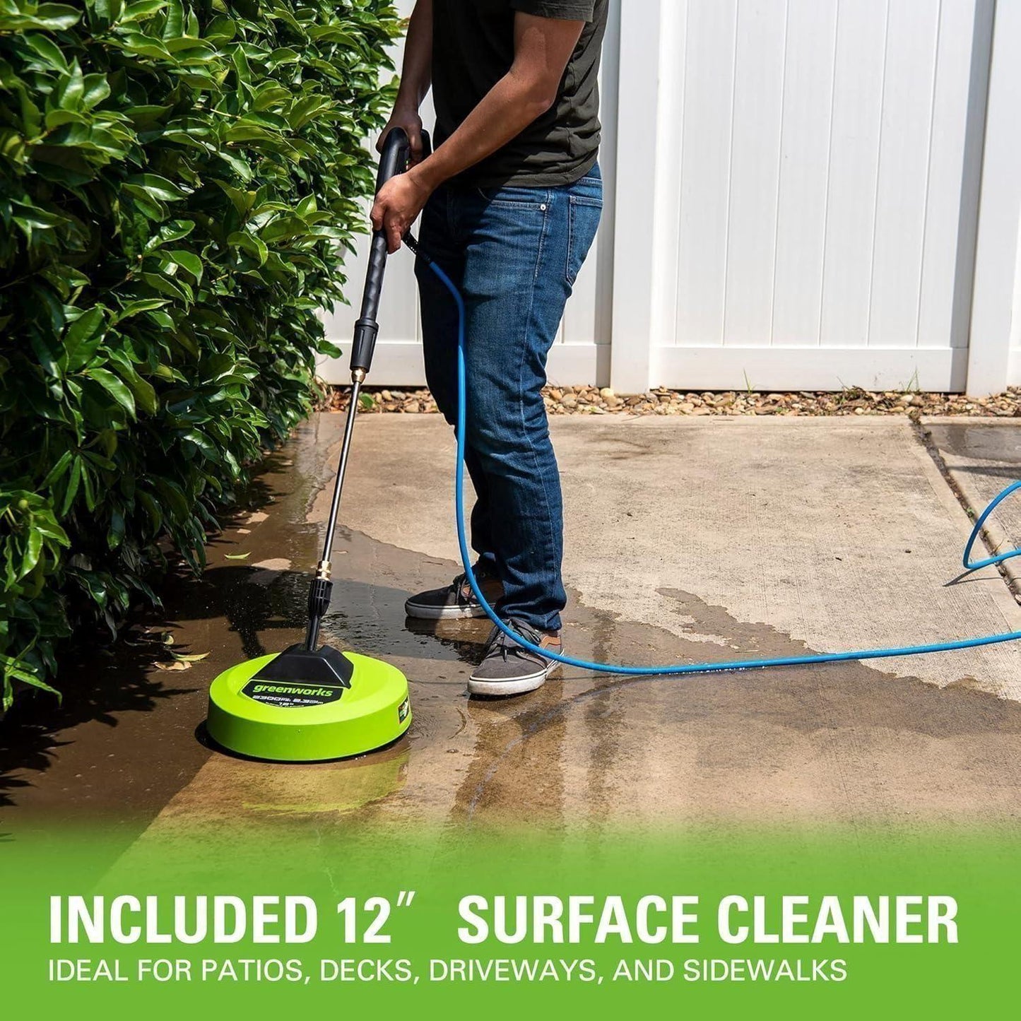 Greenworks 2000 PSI (1.2 GPM) Pressure Washer with 12” Surface Cleaner and Premium Foam Cannon