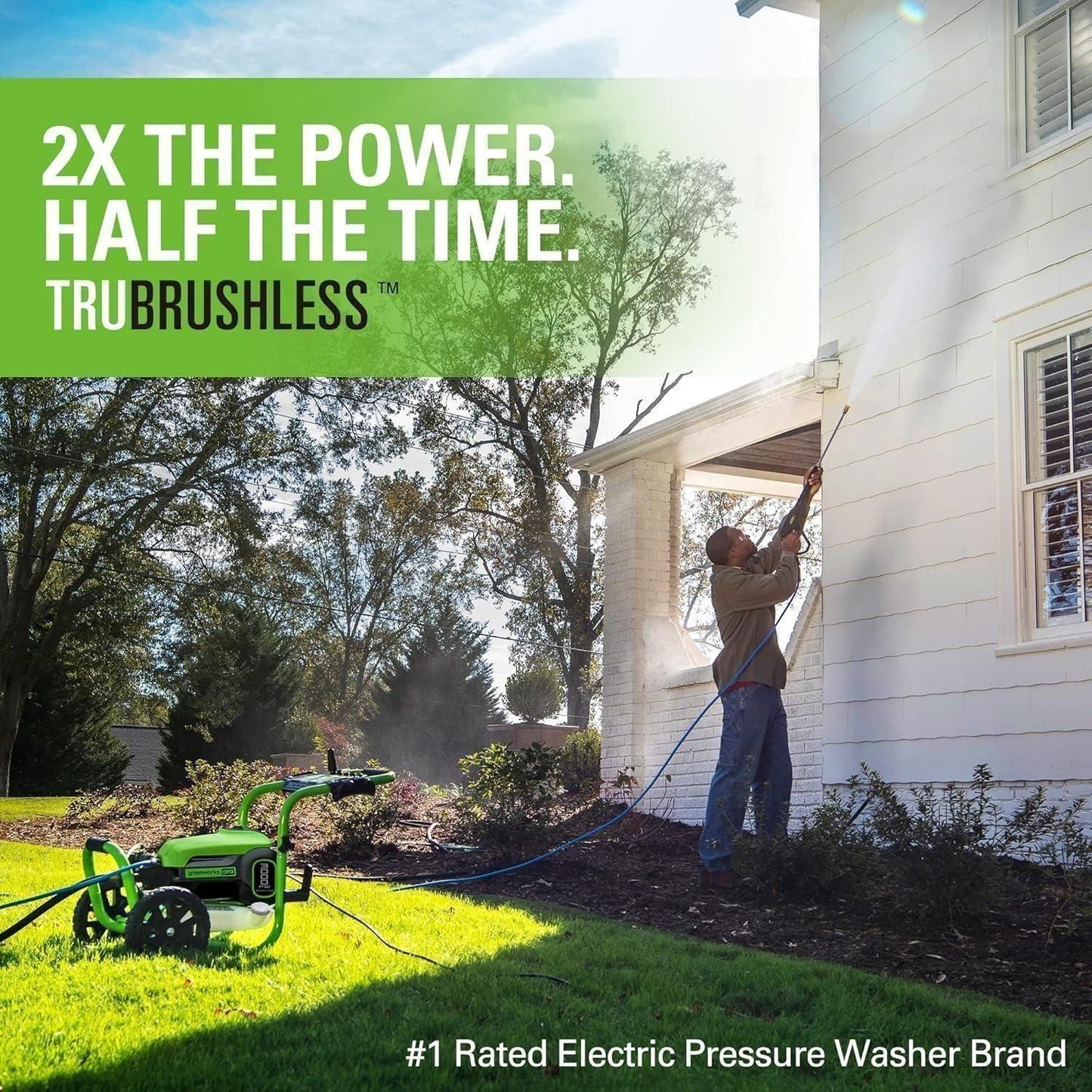 Greenworks Pro Brushless 3000PSI 2.0 GPM Max / 1.1 GPM Electric Pressure Washer